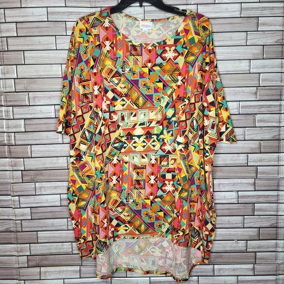 LuLaRoe Women's Size Large Tunic Shirt Multi-Color‎ Top Aztec Design Blouse - Picture 1 of 10